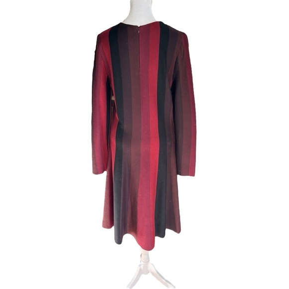 Akris Punto - Elegant Red and Black Striped Wool Dress Sz M - Picture 4 of 10